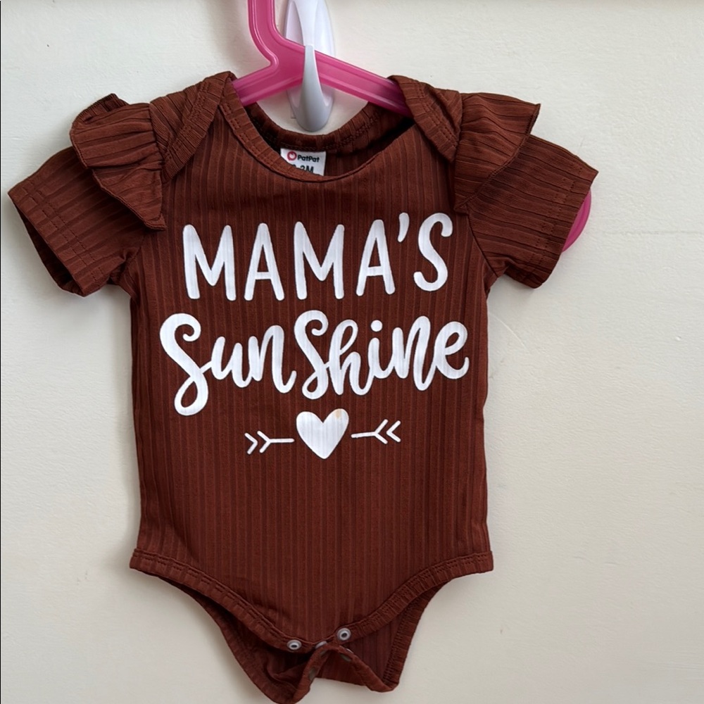 PatPat Brown Baby One Piece - Mama's Sunshine Sz 0-3 month‎